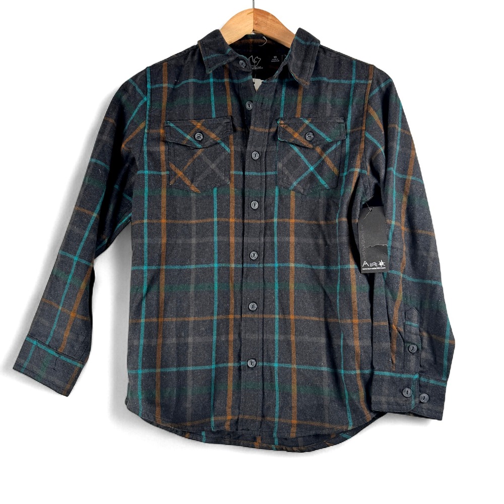 Nwt New Burnside Kids Boys Flannel Morgan Shirt Sz 10
